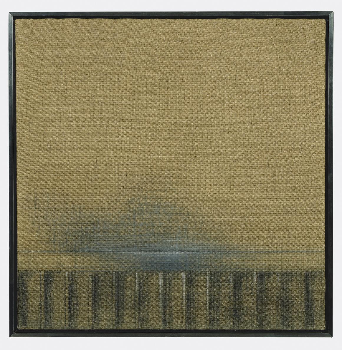 Eduard Angeli, Die Lagune, 2001, Kohle auf Kreide auf Jute, 100 x 100 cm, Belvedere, Wien, Inv.…