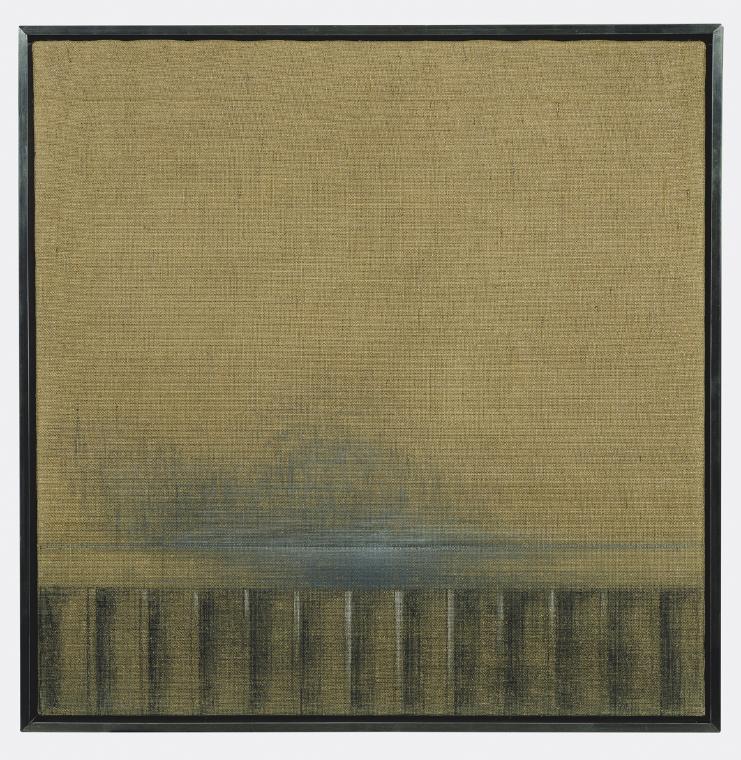 Eduard Angeli, Die Lagune, 2001, Kohle auf Kreide auf Jute, 100 x 100 cm, Belvedere, Wien, Inv.…