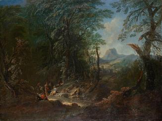 Maximilian Joseph Schinnagl, Waldlandschaft "Morgen", undatiert, Öl auf Leinwand, 54 x 70 cm, B…