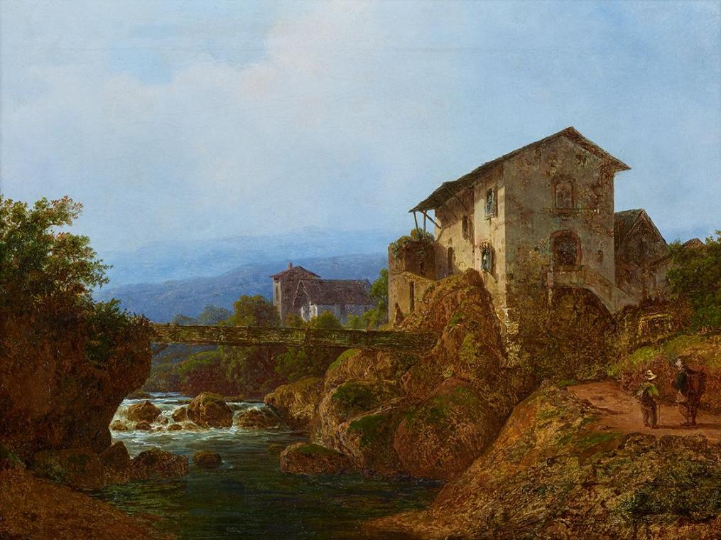 August Piepenhagen, Alte Dorfbrücke, undatiert, Öl auf Leinwand, 35 x 46 cm, Belvedere, Wien, I ...