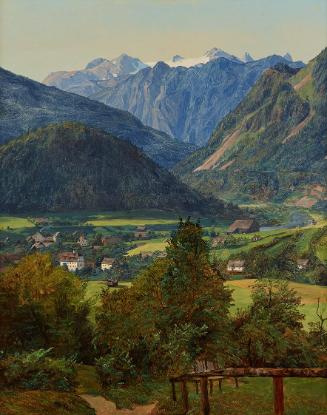 Ferdinand Georg Waldmüller, Der Dachstein vom Sophien-Doppelblick bei Ischl, 1835, Öl auf Holz, ...