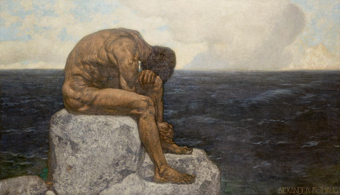 Alexander Rothaug, Odysseus (Sehnsucht nach der Heimat), undatiert, Öl auf Leinwand, 112 x 165 …