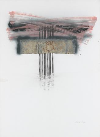 Loys Egg, Ohne Titel, 1976, Graphit, Eisenblech, Lack, Spray, 80 × 60 cm, Belvedere, Wien, Inv.…