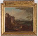 Karl Josef Aigen, Jahrmarkt vor einem Stadttor, Öl auf Leinwand, 38,5 x 44 cm, Belvedere, Wien, ...