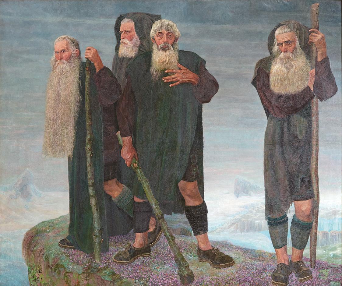 Karl Mediz, Die Eismänner, vor 1902, Öl auf Leinwand, 213 x 255 cm, Belvedere, Wien, Inv.-Nr. 4 ...