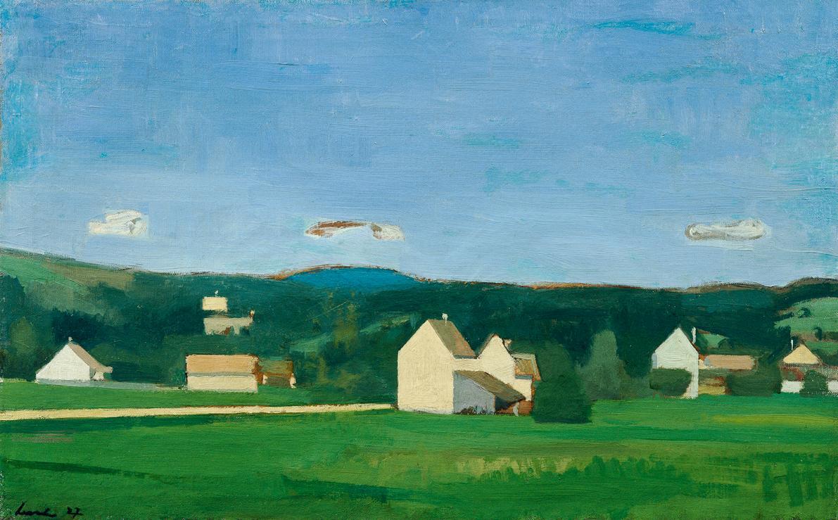 Franz Lerch, Häuser in der Landschaft, 1927, Öl auf Leinwand, 44 x 70,5 cm, Belvedere, Wien, In…