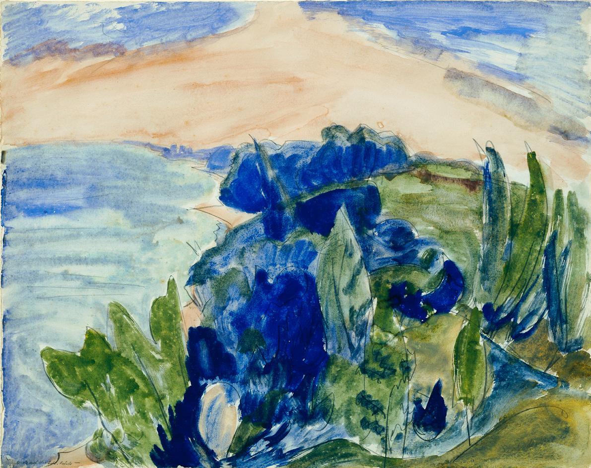 Erich Heckel, Küstenlandschaft, 1921, Aquarell, Bleistift auf Papier, 52 x 66 cm, Belvedere, Wi…