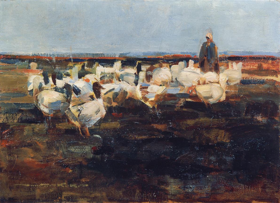 Demeter Koko, Gänseherde auf der Weide, um 1919, Öl auf Leinwand, 49 x 67,5 cm, Belvedere, Wien…
