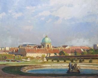 Anton Hans Karlinsky, Blick auf die Salesianerkirche, Öl auf Leinwand, 50 x 62 cm, Belvedere, W…