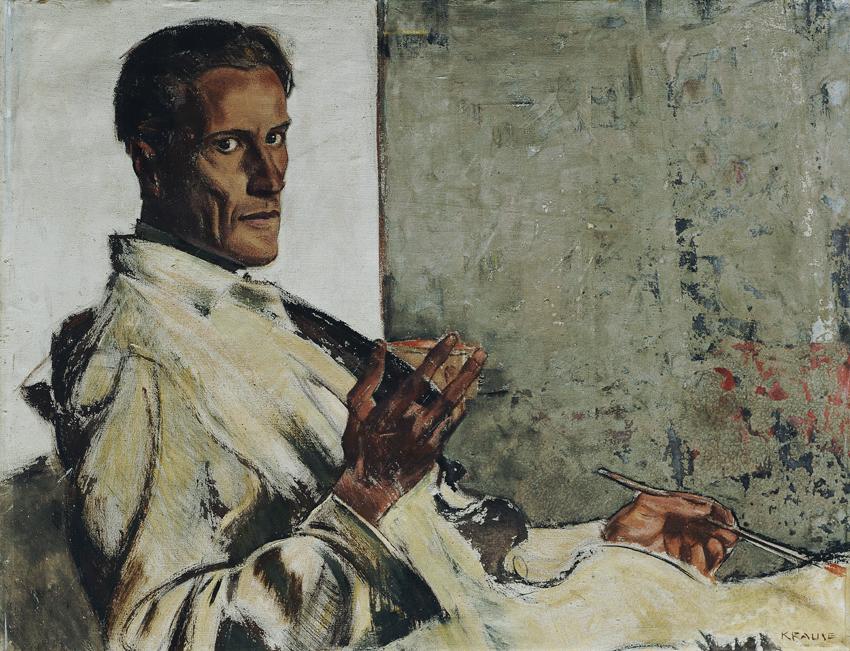 Heinrich Krause, Selbstbildnis, um 1930, Öl auf Leinwand, 72 x 91, cm, Belvedere, Wien, Inv.-Nr…