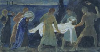 Josef Wawra, Grablegung, um 1920, Tempera auf Papier, 43 x 82 cm, Belvedere, Wien, Inv.-Nr. 925…