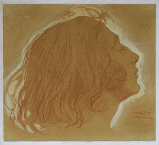 Josef Wawra, Mädchenkopf im Profil, um 1920, Rötel auf Papier, 33 x 36 cm, Belvedere, Wien, Inv…