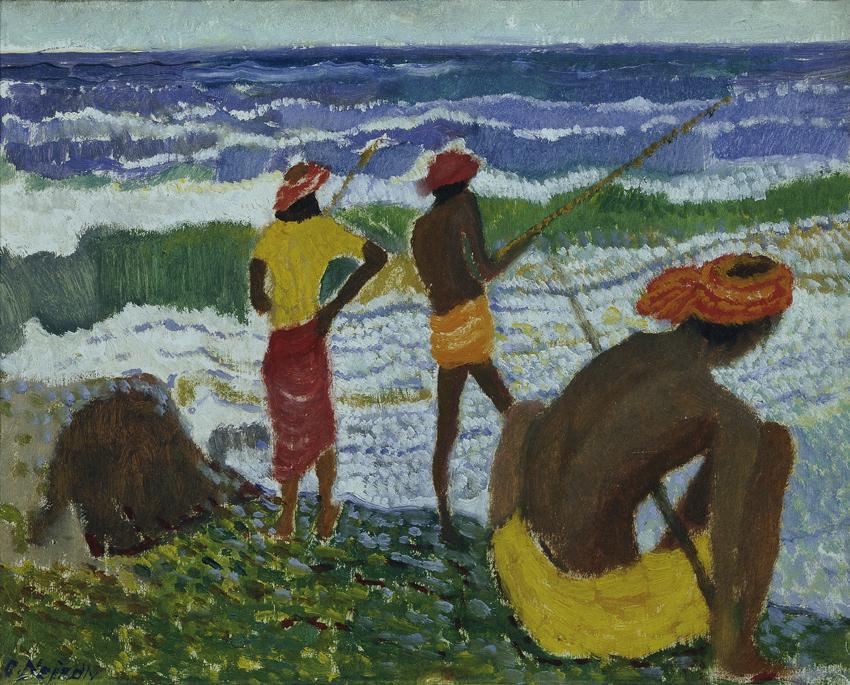 Otakar Nejedlý, Strand in Ceylon, 1909/1911, Öl auf Karton, 25 × 30,5 cm, Belvedere, Wien, Inv.…