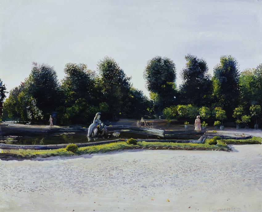Erich Karl Wagner, Bassin in Schloß Schönbrunn, 1931, Öl auf Leinwand, 55 x 67 cm, Belvedere, W…