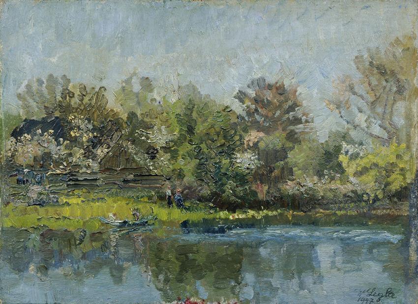 Wilhelm Legler, Alte Donau, 1947, Öl auf Karton, 25,5 x 35 cm, Belvedere, Wien, Inv.-Nr. 5416