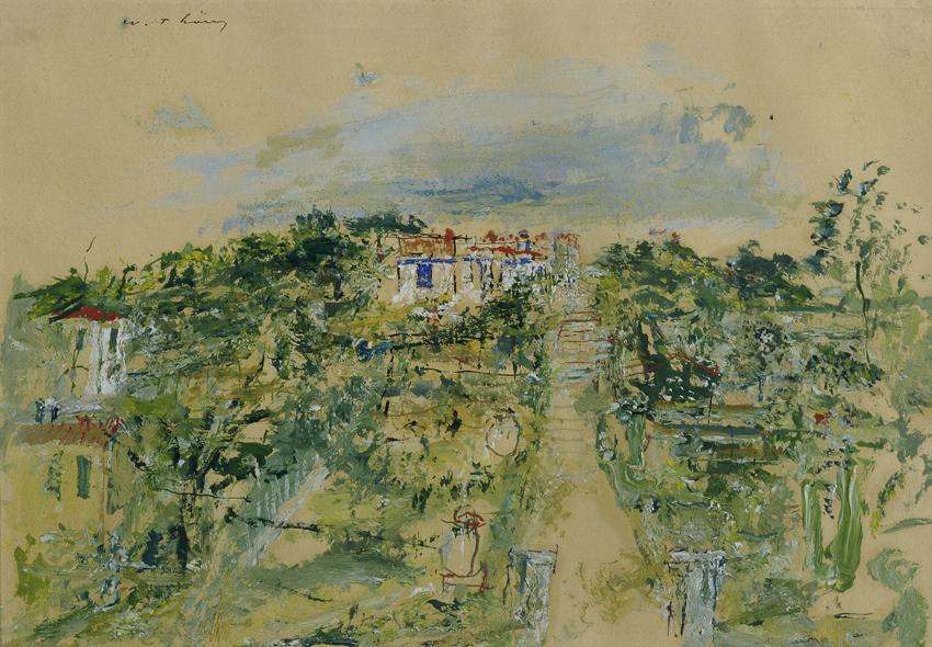 Wilhelm Thöny, Straße in Sanary-sur-Mer, Öl auf Papier, 24,5 x 35,5 cm, Belvedere, Wien, Inv.-N…