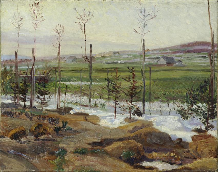 Ludwig Karl Strauch, Südliche Landschaft, Anfang 20. Jahrhundert, Öl auf Leinwand, 31,5 × 39,5 …
