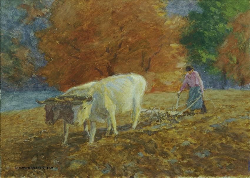 Anton Hans Karlinsky, Herbst, 1905, Aquarell auf Papier auf Karton, 23,5 x 32,5 cm, Belvedere, …