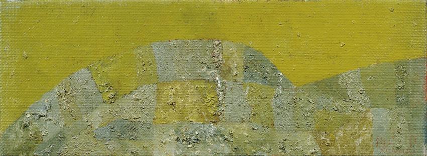 Richard Hirschbäck, Gelbe Landschaft, um 1965, Öl auf Leinwand, 22,3 × 60,2 cm, Artothek des Bu…