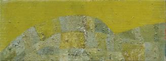 Richard Hirschbäck, Gelbe Landschaft, um 1965, Öl auf Leinwand, 22,3 × 60,2 cm, Artothek des Bu…