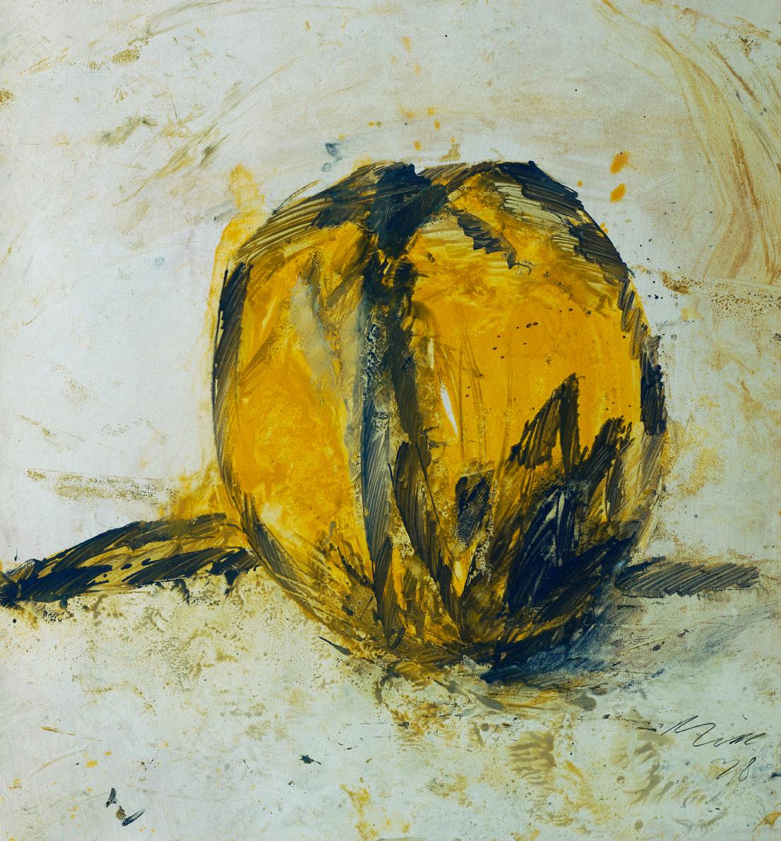 Josef Mikl, Kürbis, 1978, Öl auf Karton, 68 x 63 cm, Artothek des Bundes, Dauerleihgabe im Belv…
