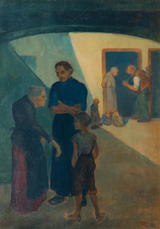 Joseph Floch, Ein Hof in Lichtental, 1915, Öl auf Leinwand, 94,5 x 66,5 cm, Belvedere, Wien, In…
