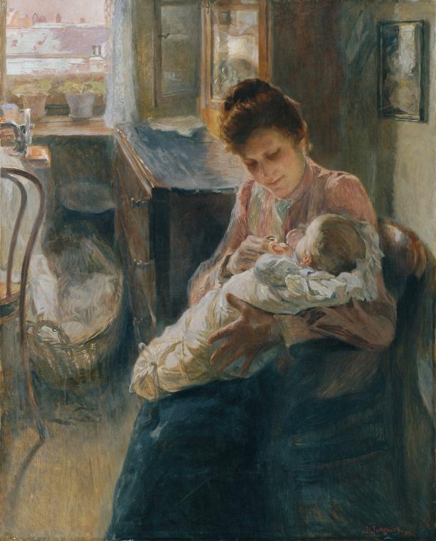 Josef Jungwirth, Junge Mutter, 1907, Öl auf Leinwand, 100 x 81 cm, Belvedere, Wien, Inv.-Nr. 84…