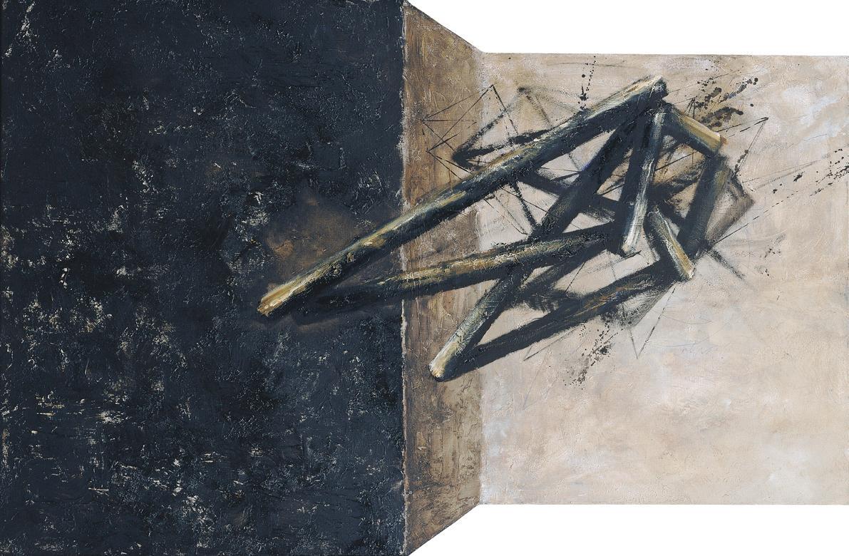 Robert Kabas, Corner, 1991, Öl auf Leinwand, ungerahmt, Breite oben: 159,5 × 85 × 2,5 cm, Belve…