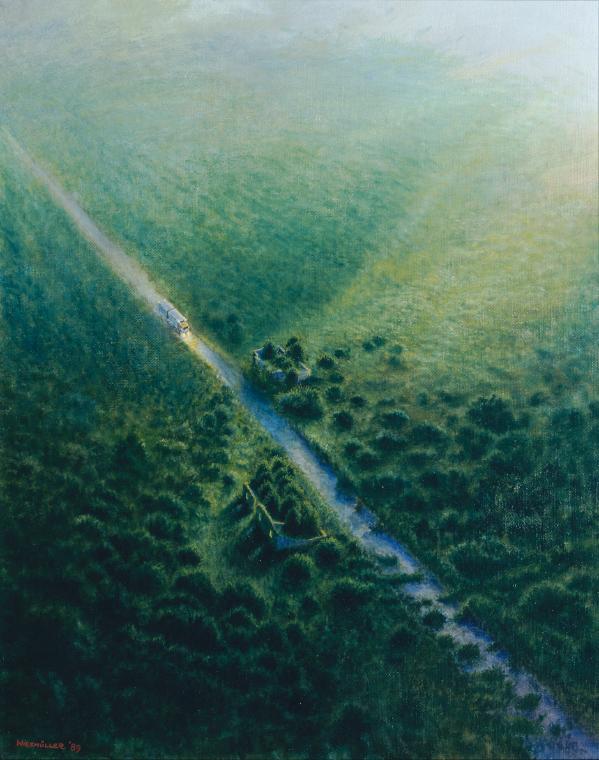 Christian Wiesmüller, Grenze, 1989, Tempera und Öl auf Leinwand, 50 x 40,5 cm, Belvedere, Wien,…