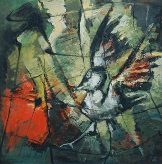 Werner Scholz, Gefangener Vogel, 1947, Öl auf Karton, 75,5 x 75,5 cm, Belvedere, Wien, Inv.-Nr. ...