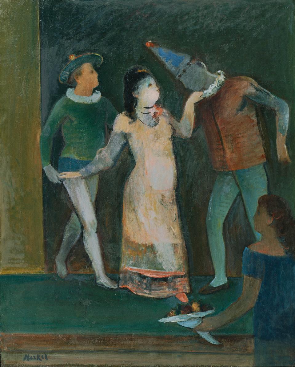 Georg Merkel, Commedia dell'arte, 1958/1963, Öl auf Leinwand, 100,5 x 81,5 cm, Belvedere, Wien,…