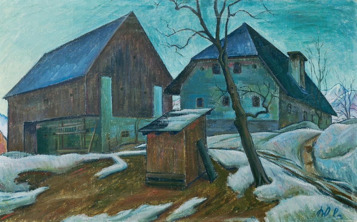 Werner Berg, Der Hof, 1948, Öl auf Leinwand, 76 x 121,5 cm, Artothek des Bundes, Dauerleihgabe …