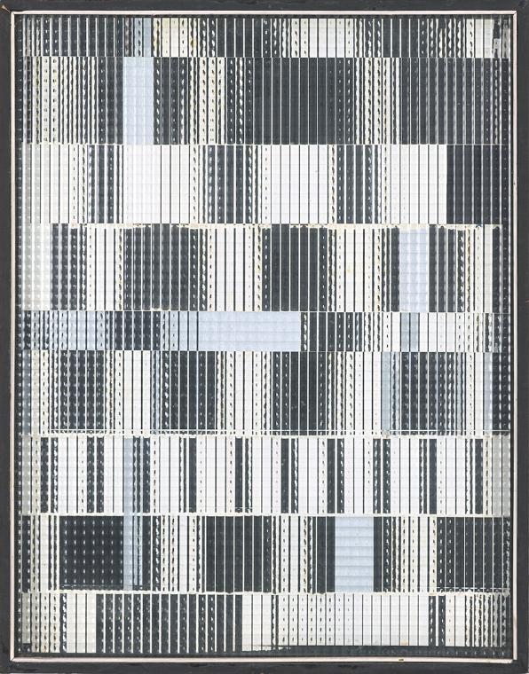 Marc Adrian, AB2, 1968, Hinterglasmontage, Collage hinter Edelitglas, 93,5 × 73 × 5 cm, Belvede…