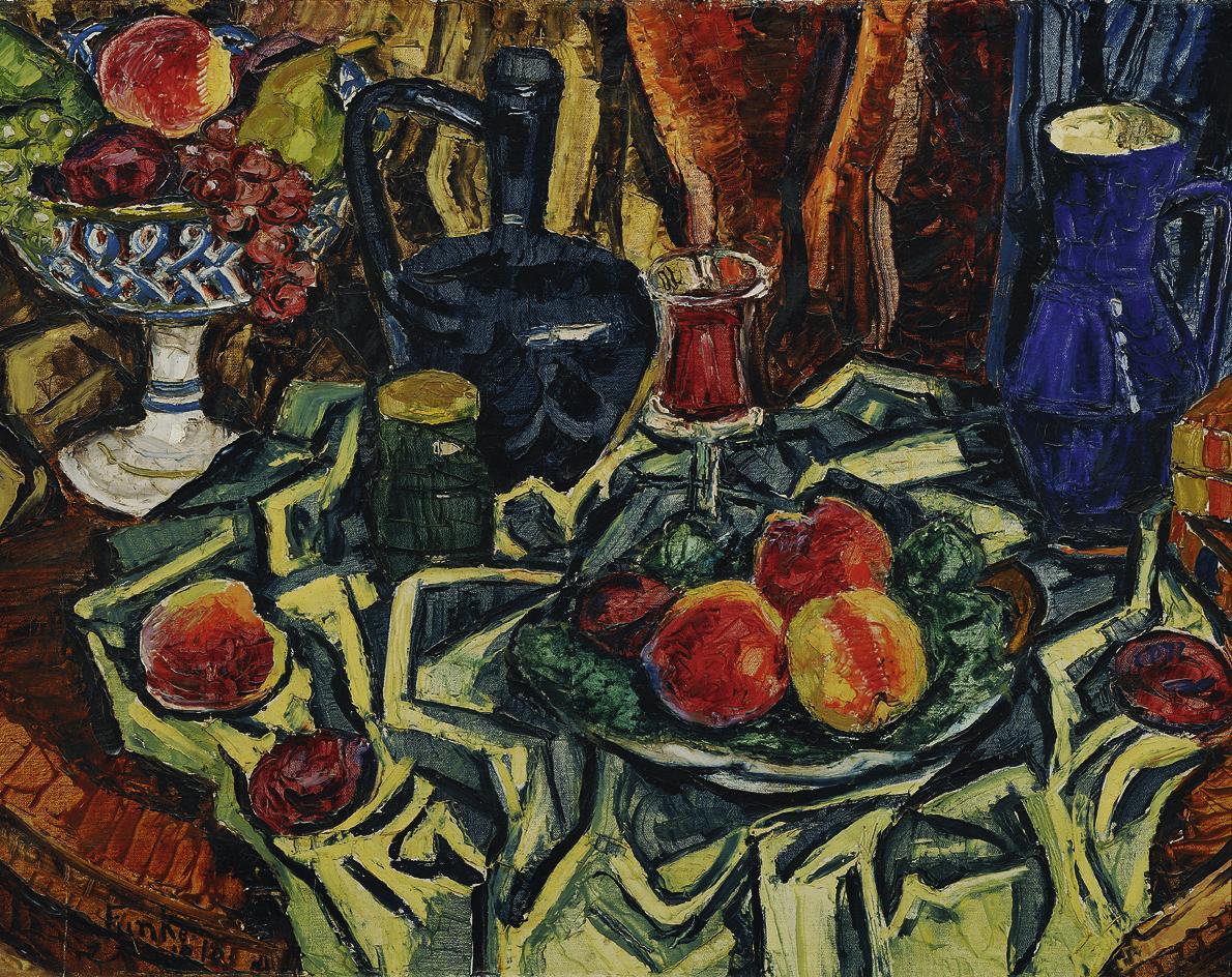 Helene Funke, Pfirsichstillleben, 1918, Öl auf Leinwand, 52 x 69,5 cm, Belvedere, Wien, Inv.-Nr…