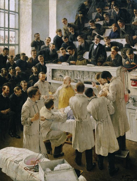 Adalbert Franz Seligmann, Der Billroth'sche Hörsaal im Wiener Allgemeinen Krankenhaus, 1888/188…