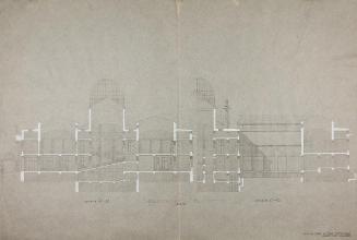 Otto Wagner, Projekt für ein "Haus der Kunst MCM-MM", 1913, Bleistift, Deckweiß, Tusche auf Tra ...