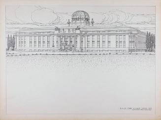 Otto Wagner, Projekt für ein "Haus der Kunst MCM-MM", 1913, Tusche und Bleistift auf Karton, 31 ...