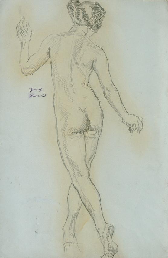 Josef Wawra, Rückenakt, um 1925, Bleistift auf Papier, 50 x 33 cm, Belvedere, Wien, Inv.-Nr. 85…