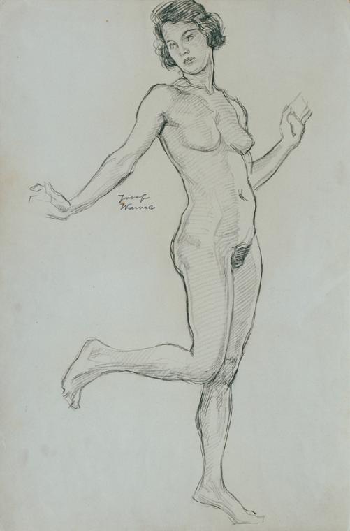Josef Wawra, Aktstudie, um 1925, Bleistift auf Papier, 50 x 33 cm, Belvedere, Wien, Inv.-Nr. 85…