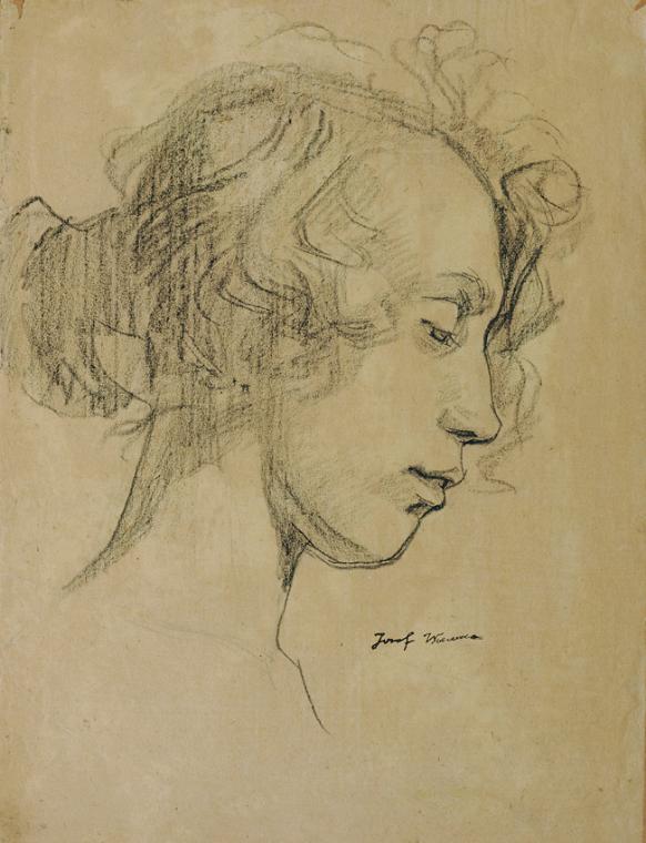 Josef Wawra, Mädchenkopf im Profil, um 1920, Kreide auf Papier, 41 x 31 cm, Belvedere, Wien, In…