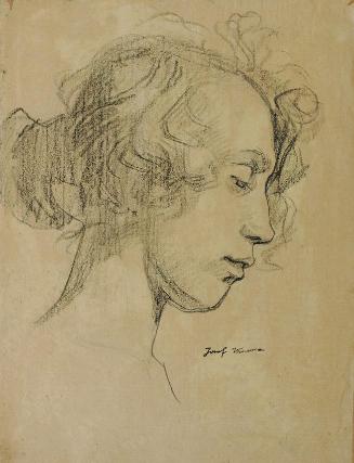 Josef Wawra, Mädchenkopf im Profil, um 1920, Kreide auf Papier, 41 x 31 cm, Belvedere, Wien, In…