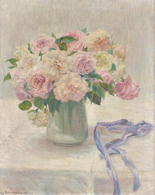 Marie Olga Brand-Krieghammer, Blasse Rosen, 1910, Gouache auf Leinwand, 68 x 55 cm, Belvedere, …