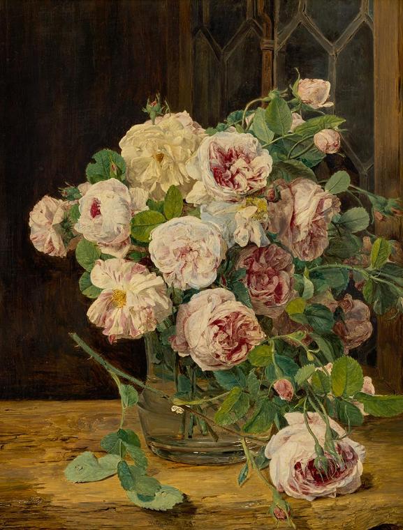 Ferdinand Georg Waldmüller, Rosenstrauß am Fenster, 1832, Öl auf Holz, 42 x 34 cm, Belvedere, W…