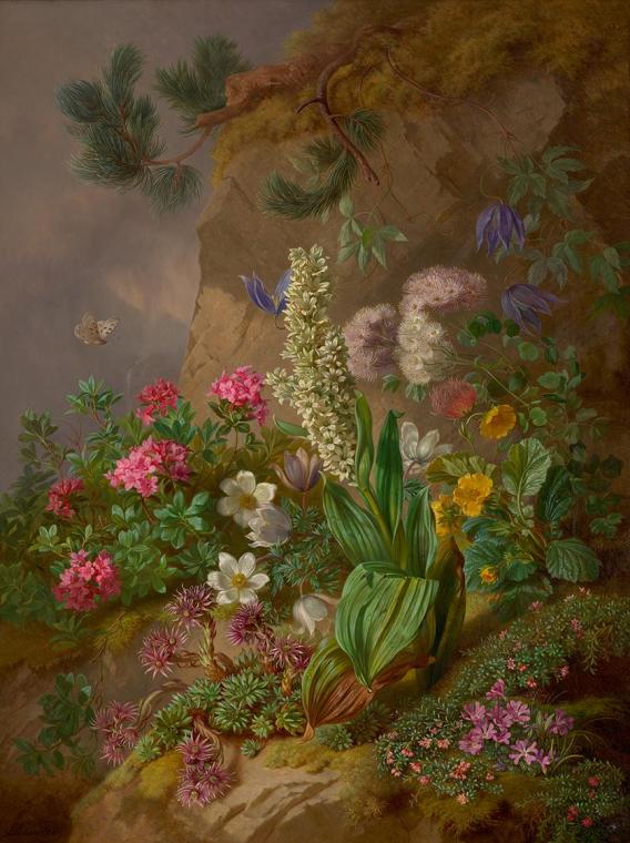 Joseph Schuster, Alpenblumen, um 1876, Öl auf Leinwand, 89,5 x 68,5 cm, Belvedere, Wien, Inv.-N…