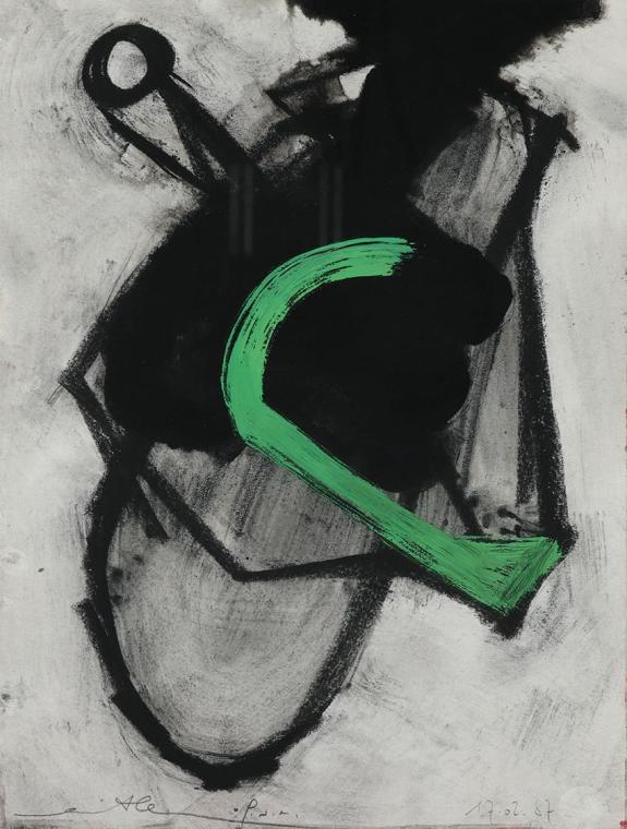 Ernst Len, Wiener Nachtzeichnung, 1987, Mischtechnik auf Papier, Blattmaße: 23,6 × 17,9 cm, Sch…
