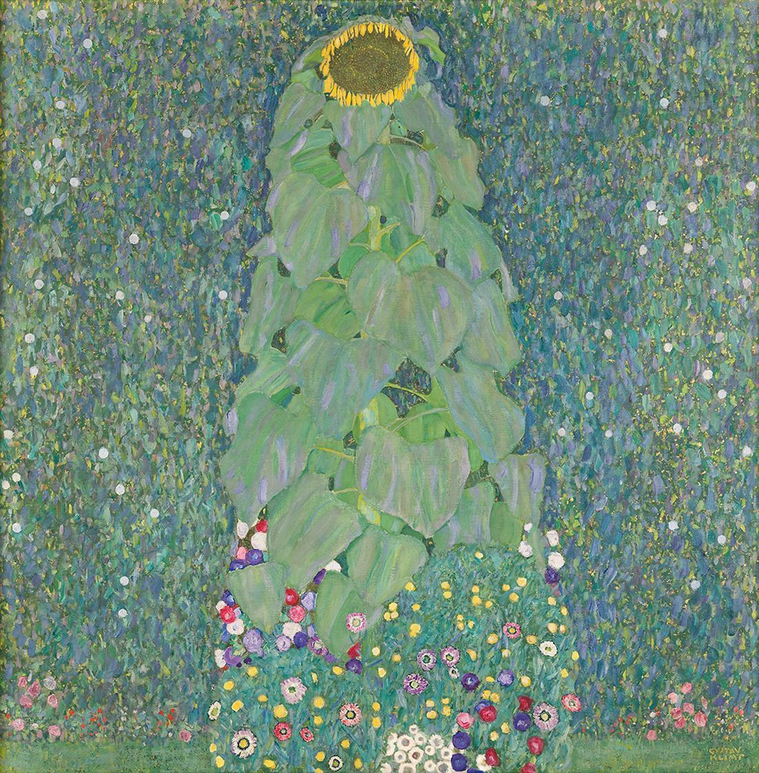 Gustav Klimt, Sonnenblume, 1907/1908, Öl und Blattgold auf Leinwand, 110 × 110 cm, Belvedere, W ...