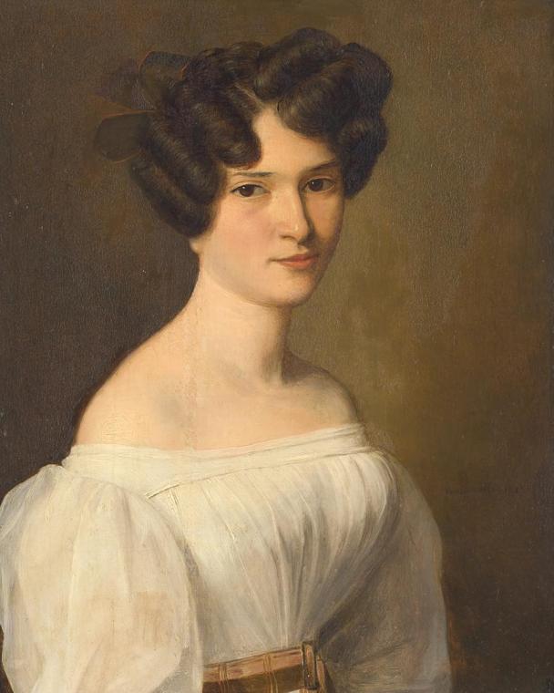 Ferdinand Georg Waldmüller, Junge Dame in weißem Kleid, 1827, Öl auf Holz, 31 × 25 cm, Belveder…