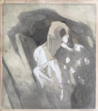 Franz von Bayros, Gustinus Ambrosi im Atelier, um 1918, Bleistift, Aquarell laviert auf Papier,…