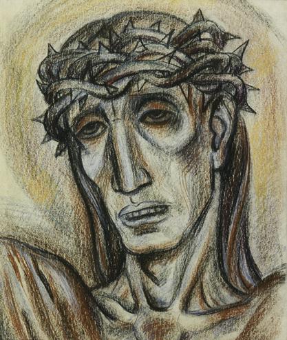 Irma Lang-Scheer, Ecce Homo, 1955, Ölkreide auf Papier, 65 x 55 cm, Belvedere, Wien, Inv.-Nr. 8…