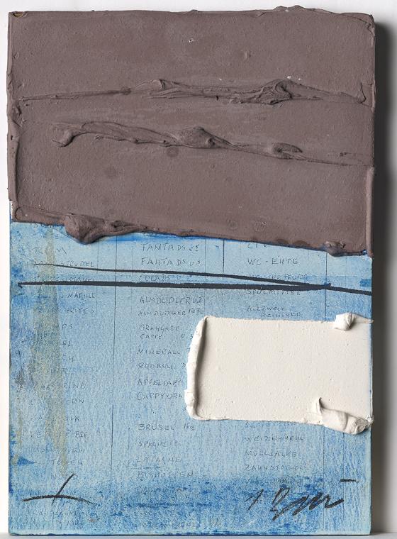 Josef Bauer, Merkzettel – Haupt- und Nebenbilder, um 1984, Dispersionsfarbmasse, lackiertes Hol…